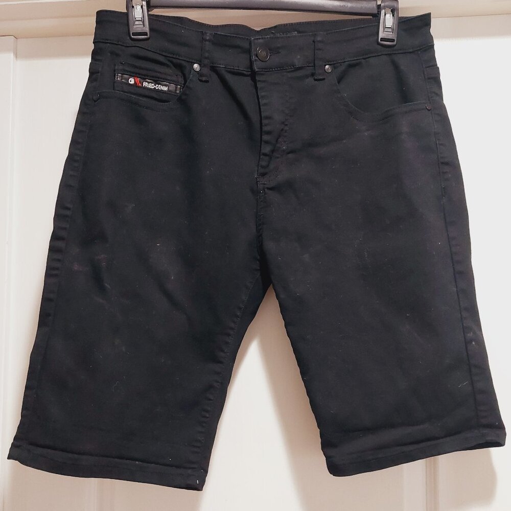 Black Denim Jean Stretch Shorts with Spandex 34 Slim